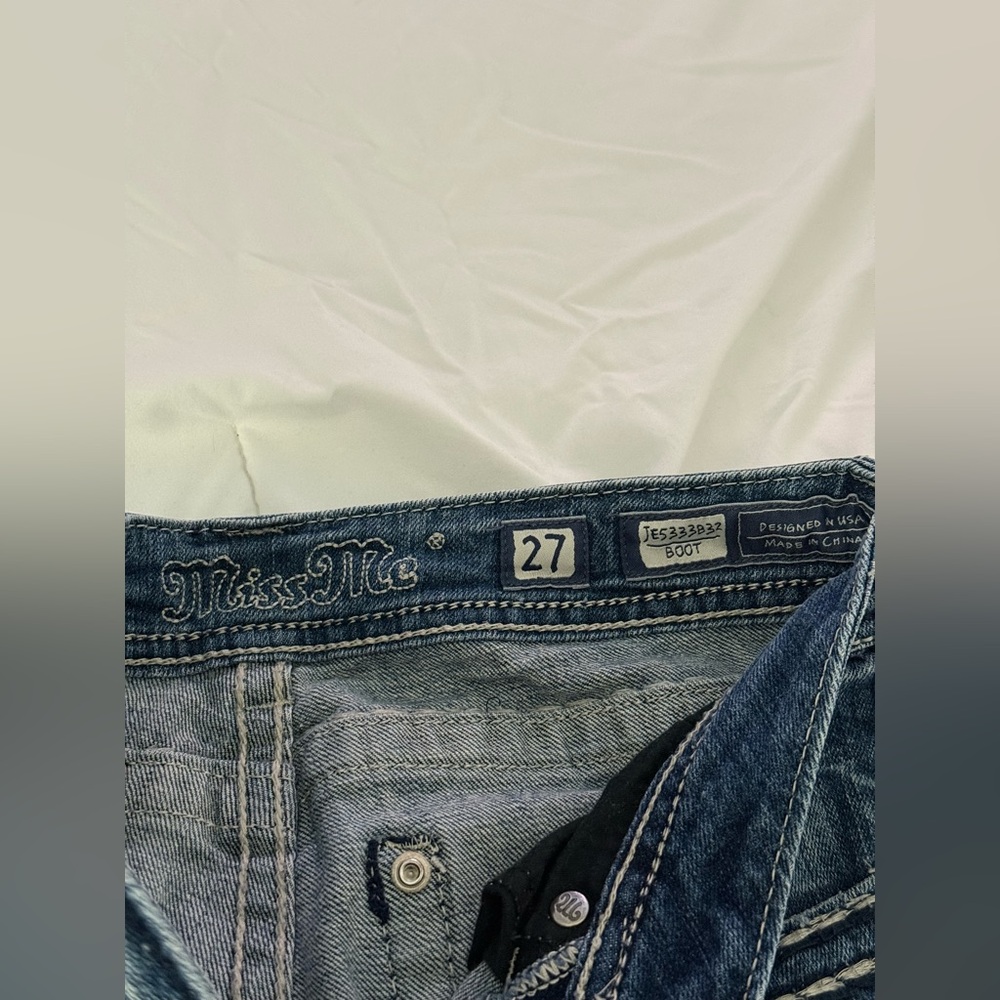 Miss Me Blue Boot Cut Jeans with Silver Embellishments - Picture 5 of 8